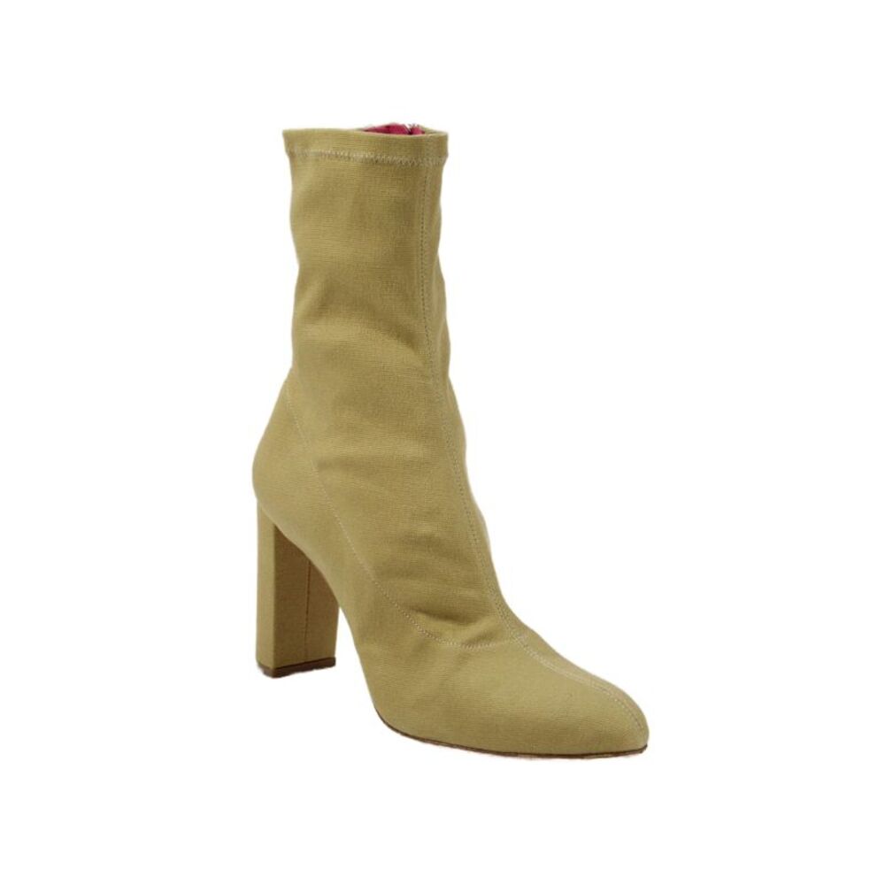 Oscar Tiye Womens Canvas Zip Up Ankle Boots Beige Size 37.5 7.5